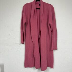 Johnstons Of Elgen 100% Cashmere Pink Long Line Cardigan Sweater Womens 40in